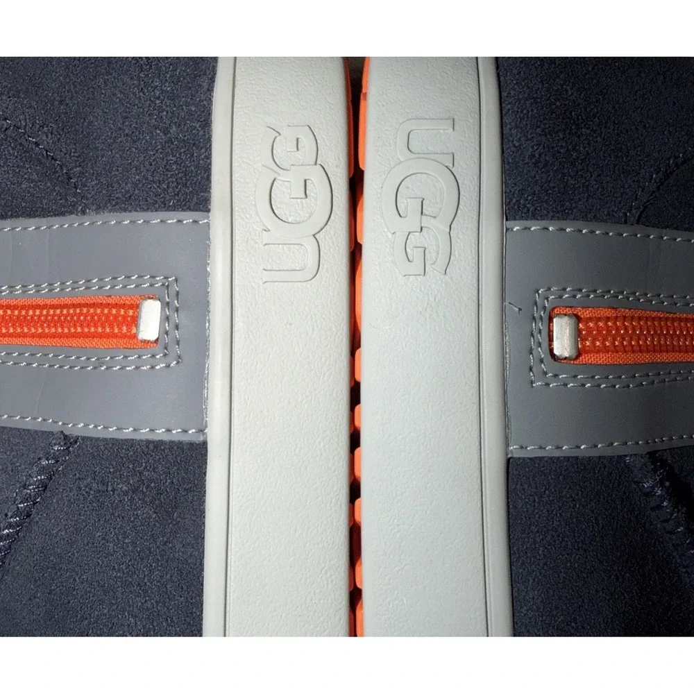 UGG Kids Classic Adler Side Zip Navy Blue Orange Suede Boots 1103641K Size 5Y